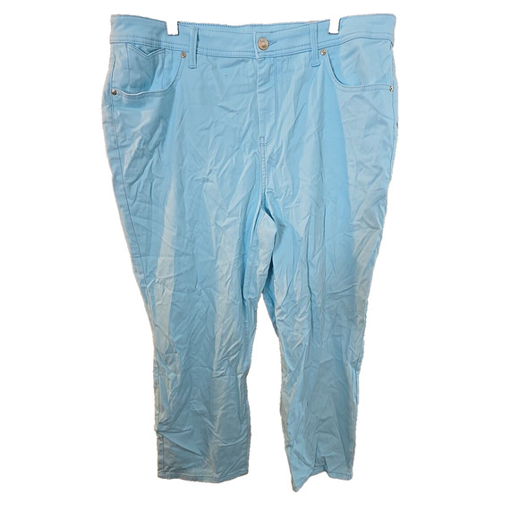 Chico's Pants - NWT Chico's Blue Sateen Slim Leg 5-Pockets High Rise Cropped Pants Womens Sz 16‎